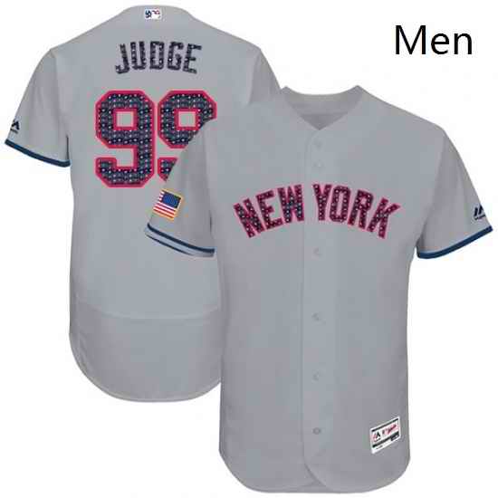 Mens Majestic New York Yankees 99 Aaron Judge Grey Stars Stripes Authentic Collection Flex Base MLB Jersey